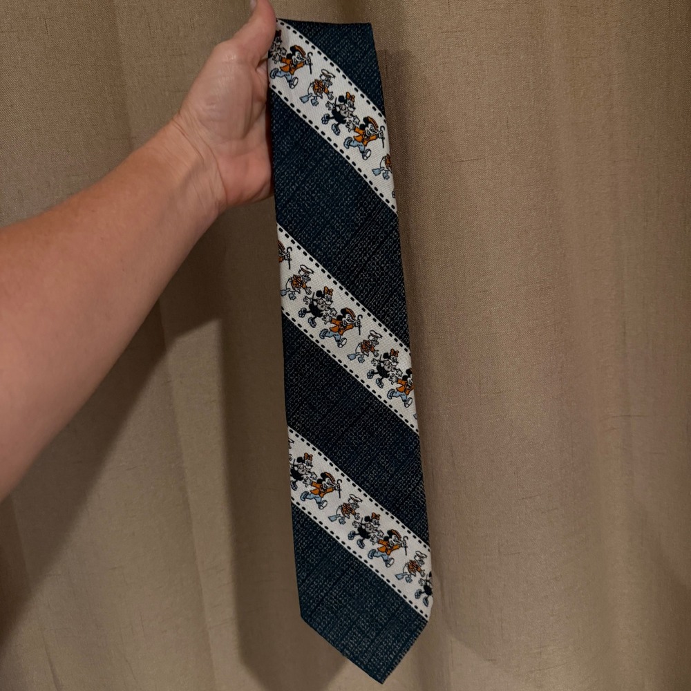 Vintage Mickey Mouse Cervantes Striped Tie Mens Blue‎ Disney Novelty Necktie